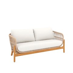 Wood Patio Loveseat With Linen Beige Finish For Outdoor Relaxation