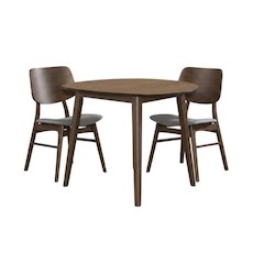 Dark Gray & Walnut 3-Piece Corner Table Set with Modern Design