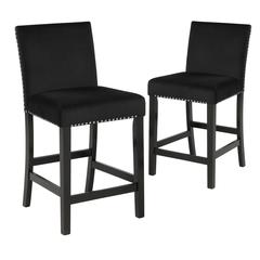 Furniture Celeste 39.5" Wood Counter Chair in Black (Set of 2)