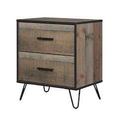 Rustic Nightstand with Black Legs and Full Extension Drawer Glide