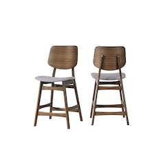 Oscar Wood Counter Chair in Walnut/Dark Gray (Set of 2)