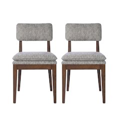 Miller Wood and Fabric Side Chair in Walnut (Set of 2)