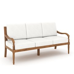 Savannah Wood Patio Sofa in Natural/White