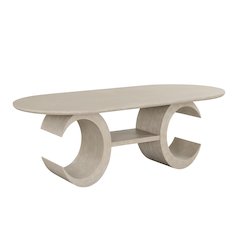 Gwendolyn Wood Oval Dining Table in Taupe