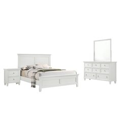 Tamarack 4-Piece Wood Queen Bedroom Set with Nightstand in White