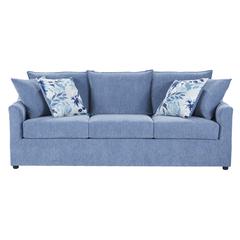 Sylvie Blue Polyester Sofa Couch with 4 Accent Pillows
