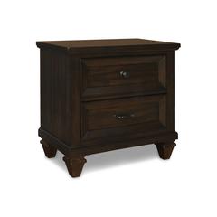 Furniture Sevilla Solid Wood 2-Drawer Nightstand in Walnut