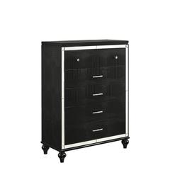 Furniture Modern Style Solid Wood Chest in Black Finish