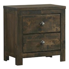 Rustic Gray Solid Wood Nightstand with Classic Design for Bedroom