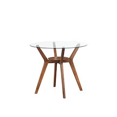 Oscar 5-Piece Wood Round Counter Table Set in Walnut/Beige