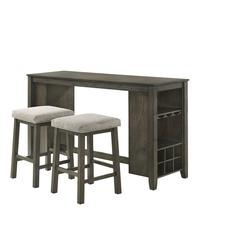 Furniture Churon Solid Wood Gathering Bar Table and 2 Stools - Brown