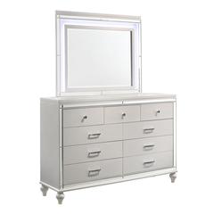 Furniture Valentine Solid Wood Dresser with 9 Drawers in White