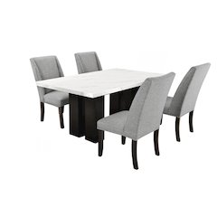 Faust 5-Piece Wood Adjustable Dining Table Set in Gray