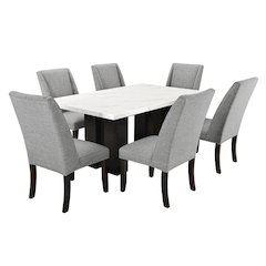 Faust 7-Piece Wood Adjustable Dining Table Set in Gray