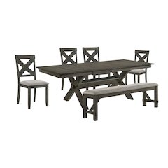 Gulliver 6-Piece Wood Dining Table Set in Brown