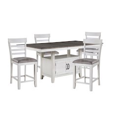 Richland 5-Piece Wood Dining Set in Stonewash Gray