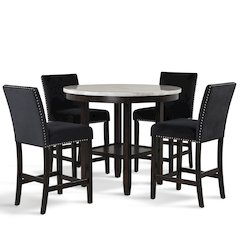 Celeste 5-Piece Wood Round Counter Dining Set in Black