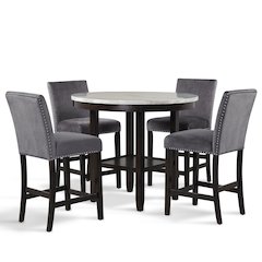 Celeste 5-Piece Wood Round Counter Dining Set in Gray