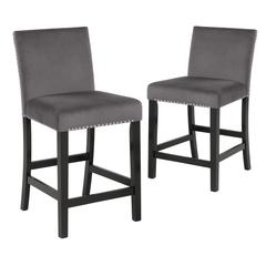 Furniture Celeste 39.5" Wood Counter Chair in Gray (Set of 2)