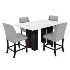 Faust 5-Piece Wood Adjustable Counter Table Set in Gray