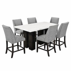 Faust 7-Piece Wood Adjustable Counter Table Set in Gray