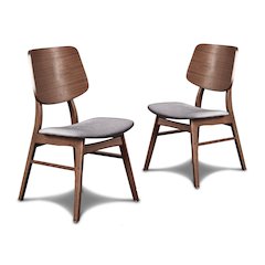 Oscar Wood Dining Chair in Walnut/Dark Gray (Set of 4)