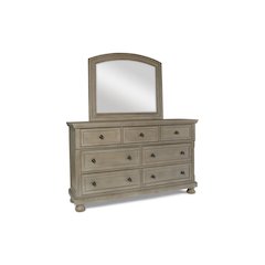 Allegra Wood 7-Drawer Dresser with Mirror, Pewter