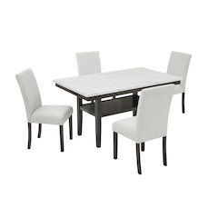 Carissa 5-Piece Wood Rectangle Dining Set in Stone