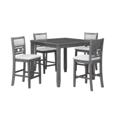 Furniture Gia 5-Piece Transitional Wood Counter Set in Gray