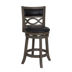 Manchester 24" Wood Counter Stool with Black PU Seat in Ant Gray