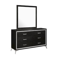 Huxley Wood 6-Drawer Dresser with Mirror, Black