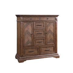 Furniture Mar Vista Solid Wood 6-Drawer Door Chest in Brushed Walnut