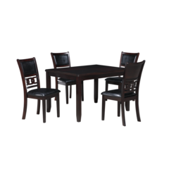 Gia 5-Piece 48" Wood Rectangular Dining Set with 4 Chairs in Ebony