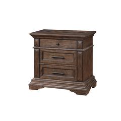 Furniture Mar Vista Solid Wood 3-Drawer Nightstand in Brushed Walnut