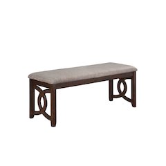 Furniture Gia 46" Solid Wood and Polyester Bench in Brown Cherry