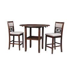 Gia 3-Piece 42" Wood Counter Drop Leaf Table Set, Cherry