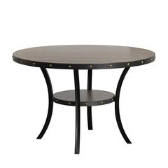 Furniture Crispin 48" Round Melamine Wood Dining Table in Gray