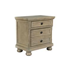 Furniture Allegra 3-Drawer Wood Nightstand in Pewter
