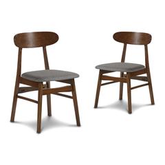 Furniture Morocco Dining Chair with Cushion- Set of 2- Dark Gray