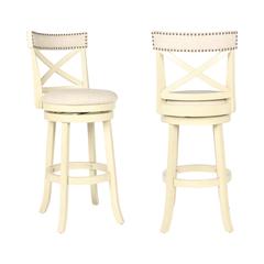 York White Solid Wood Swivel Bar Stool (Set of 2)