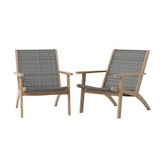 Gray Patio Table and Chairs Set of 3-Pieces, Wooden Outdoor Furniture Set