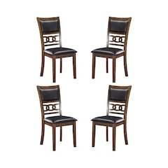 Gia Ebony Wood Dining Chair with PU Seat (Set of 4)
