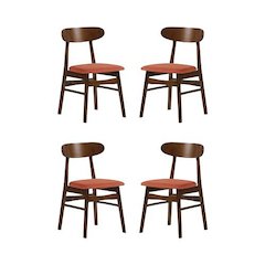 Morocco Orange Solid Wood Dining Chair (Set of 4)