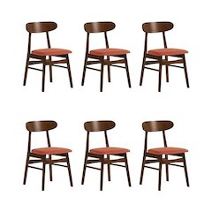 Morocco Orange Solid Wood Dining Chair (Set of 6)