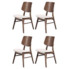 Solid Wood Dining Chair Set of 4 Walnut Mid-Century Brown