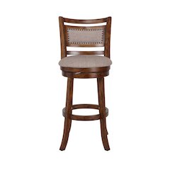 Rustic Farmhouse Dark Brown Swivel Wood Bar Stool With Comfortable Back