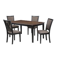 Black Rectangular Dining Table Set for 4, Kitchen Table Chairs Set of 4