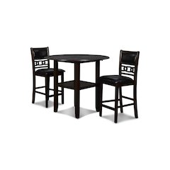 Dark Brown 3 Piece Drop Leaf Table and 2 Chairs, Small Round Dining Table Set