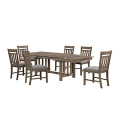 Brown Solid Wood Extendable Dining Table Set for 6 with Matching Chairs
