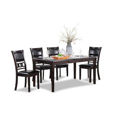 Brown Rectangular Dining Table Set for 4, Kitchen Table Chairs Set of 4